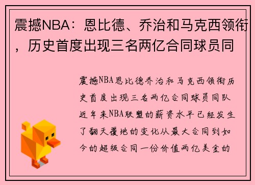 震撼NBA：恩比德、乔治和马克西领衔，历史首度出现三名两亿合同球员同队